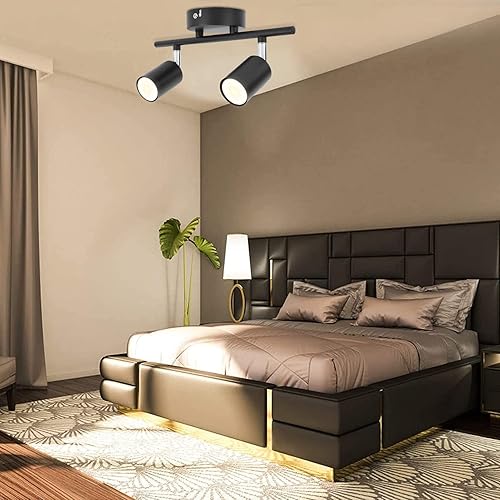 Miniatura 5 de YOUTHINK Modernos accesorios de iluminación de riel, montaje empotrado, soporte de luz de pista de techo con 2 luces giratorias, portalámparas