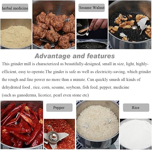Miniatura 7 de CGOLDENWALL Molinillo de especias comercial de 88.18 oz Molino de grano eléctrico máquina de pulir para varios granos Molino de harina de trigo