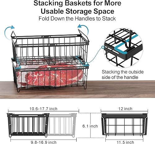 Miniatura 8 de iSPECLE Contenedores organizadores para congelador, para congelador de 10 a 20 pies cúbicos, paquete de 4 cubos organizadores ampliables apilables