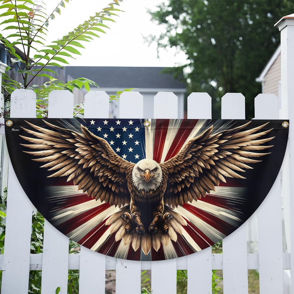 American Flag Patriotic Eagle American Non-Pleated Fan Flag TQN3057FL, 1.5x3 ft, 1 Pack Suitable for Outdoor and Indoor