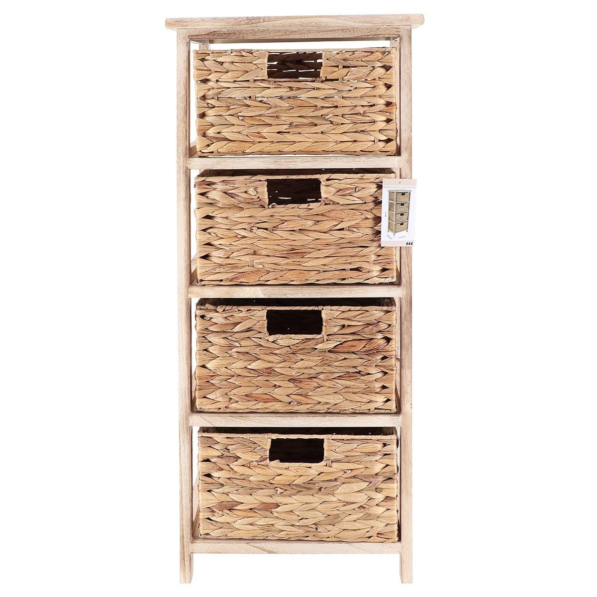 Tendance - Mueble Paulownia con 4 cestas Jacinto - Natural