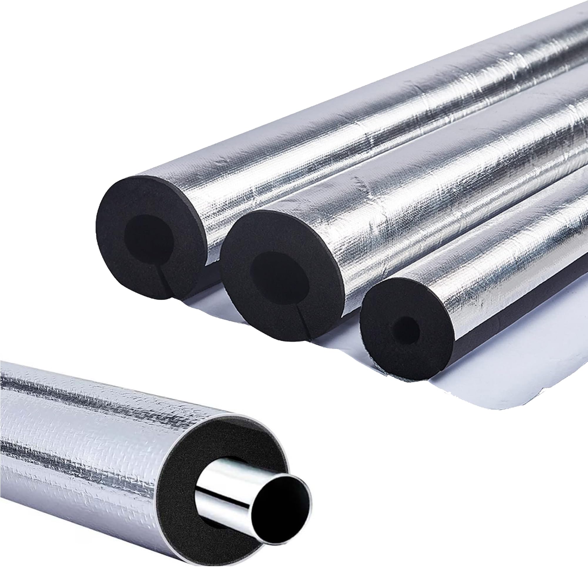 Tubo Aire Acondicionado Coquilla Aislante Papel De Aluminio Autoadhesivo Tubos Agua Fundas de Aislamiento Térmico para Tuberías Exteriores Y Calefacción (ID) 219mm x (T) 30mm x (L) 0.95m