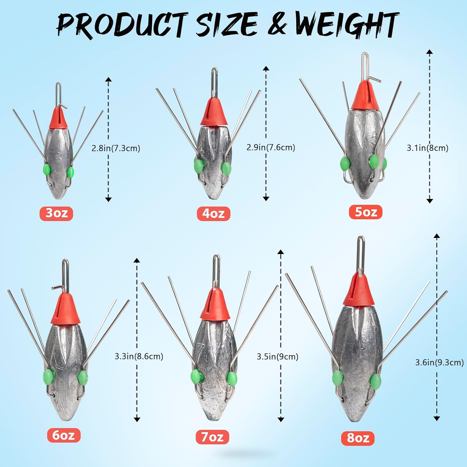 THKFISH 5 Pcs Sputnik Sinkers Surf Fishing Weight, Heavy-Duty Long Tail Lead Weights Saltwater Surf Casting Sinkers, Catfishing, and Beach Adventures in Ocean Sea Sand