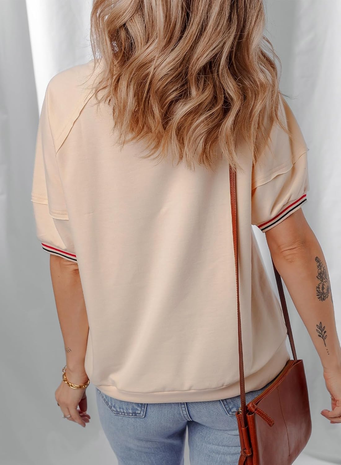 Dokotoo T Shirts for Women Striped Color Block Loose Fit Round Neck Womens Tops Fashion 2025 Oversized Tshirts for Women - Image 4