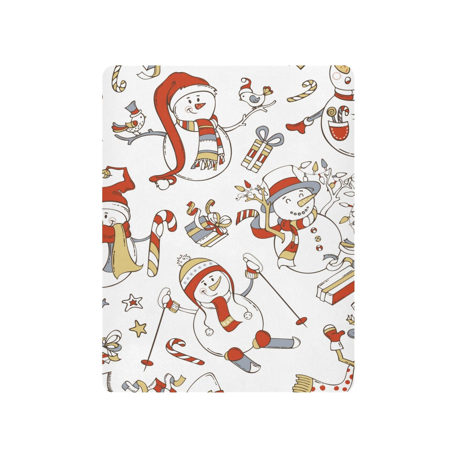 Moudou Christmas Snowman Playard Sheet for Boy Girls, Soft Breathable Fitted Toddler Sheet for Standard Playard Bed Mattress, 39 x 27 x 5 Inch