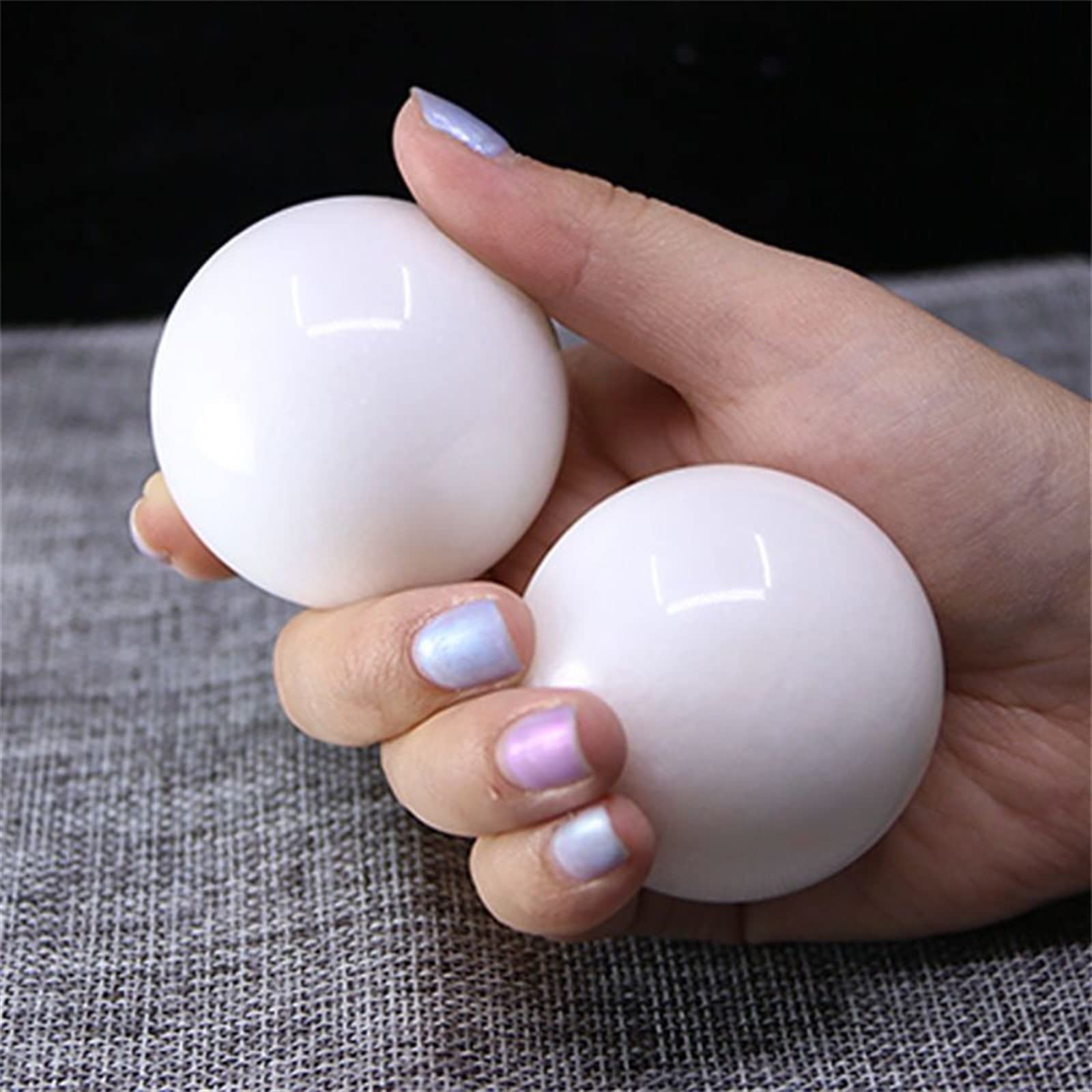 Cristal natural en bruto 1 par 50 mm Natural Jade Baoding Ball Fitness Handball Cuarzo Esfera Relajación Mano Muñeca Ejercicio Masaje Terapia Piedra Inicio Colecciones ( Color : Ice Afghani Jade )