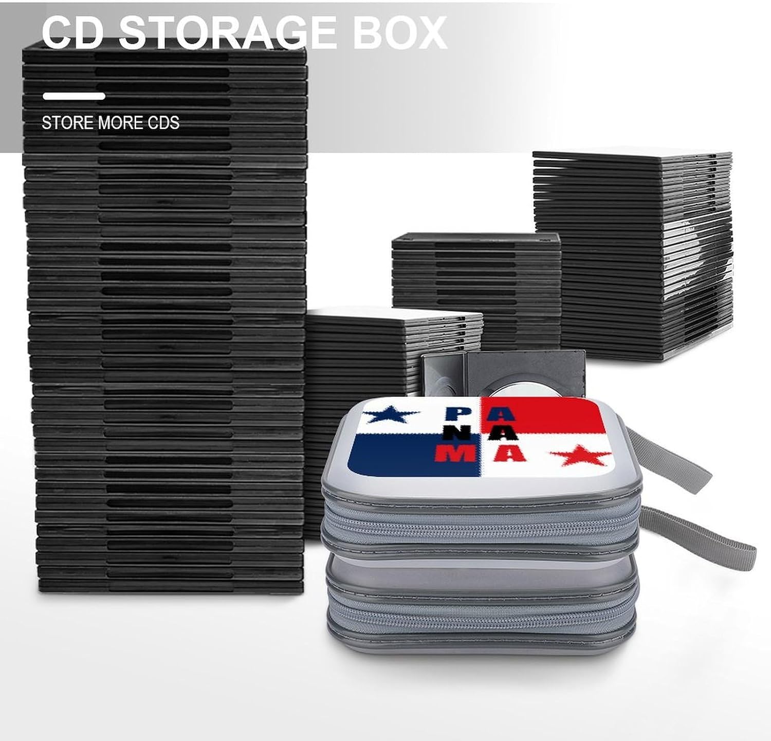 Panama Panamanian Oil Painting Flag Protective CD Case Storage Rack 40 Capacity DVD Holder Organizer Car Travel