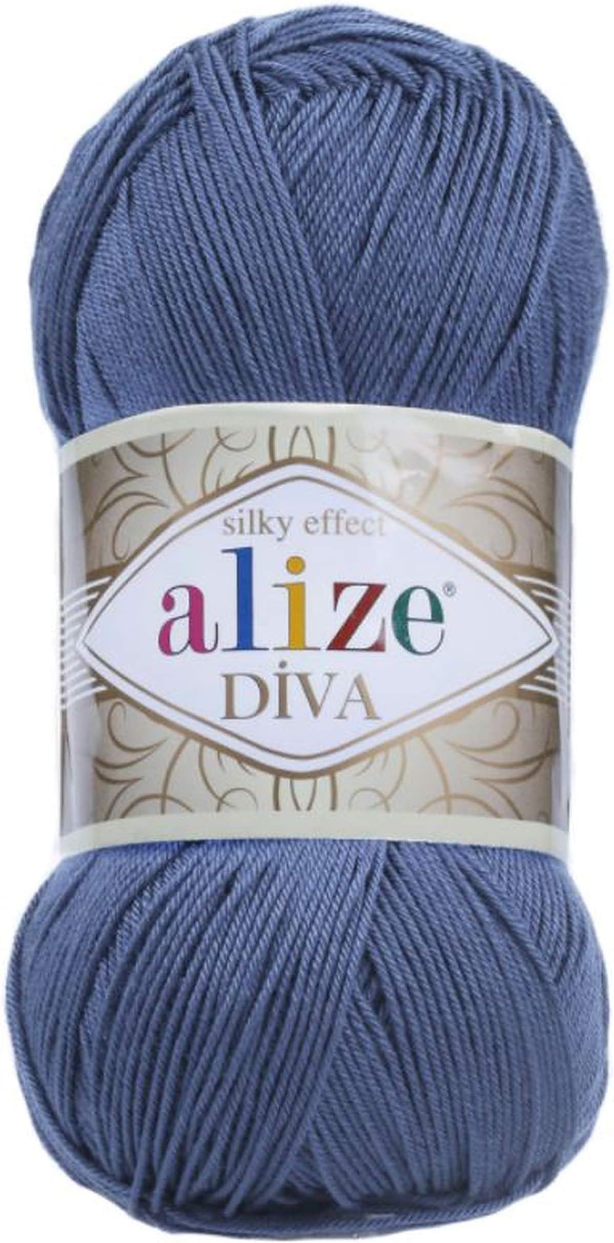 Diva Silk Effect 100% Microfiber Acrylic Yarn 1 Ball skeins 100gr 383yds Color (353 - Indigo)