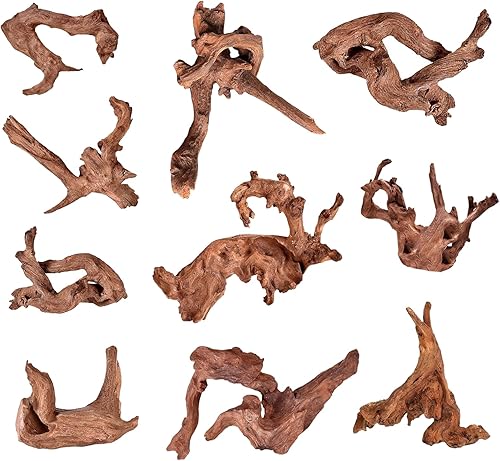 Vista 18 de Madera flotante de madera de araña grande natural para decoración de acuario Rptile pecera decoración Assort rama 7-11 pulgadas, 3 piezas