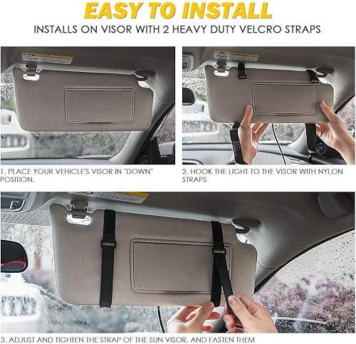 Miniatura 6 de Xprite - Luces estroboscópicas rojas de 48 LED para visera, luz de advertencia de peligro y protector solar para vehículos de emergencia de la ley,