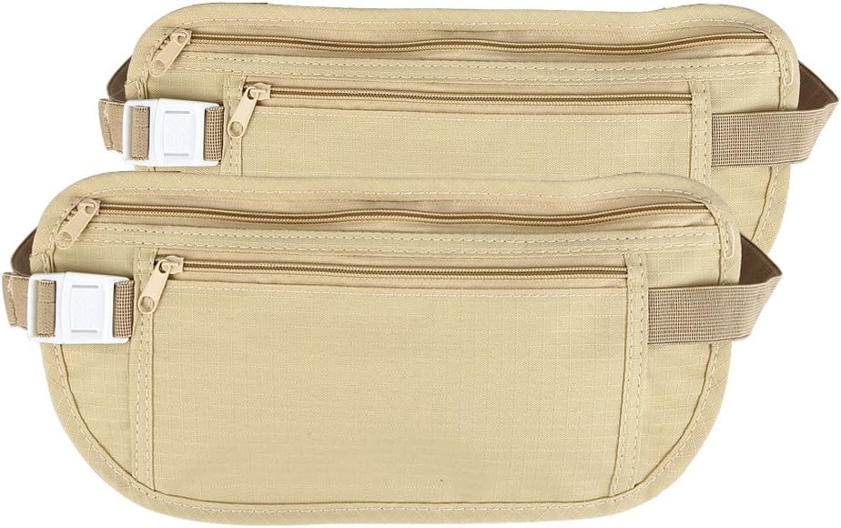 2 Pack Running Waist Pack Money Belt Travel Wallet for Men Women Sports Hiking iPhone