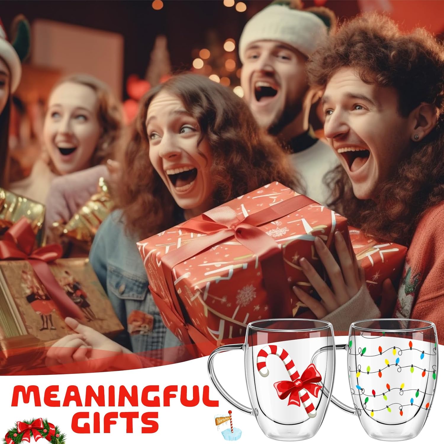 Didaey 4 Set Christmas Paint Your Own Glass Cups Kits Include 4 Glass Coffee Mug 24 Pcs DIY Markers 12 Colors Acrylic Paint with Brushes and Two Palette to Design for Christmas Gifts Birthday Party - Image 3