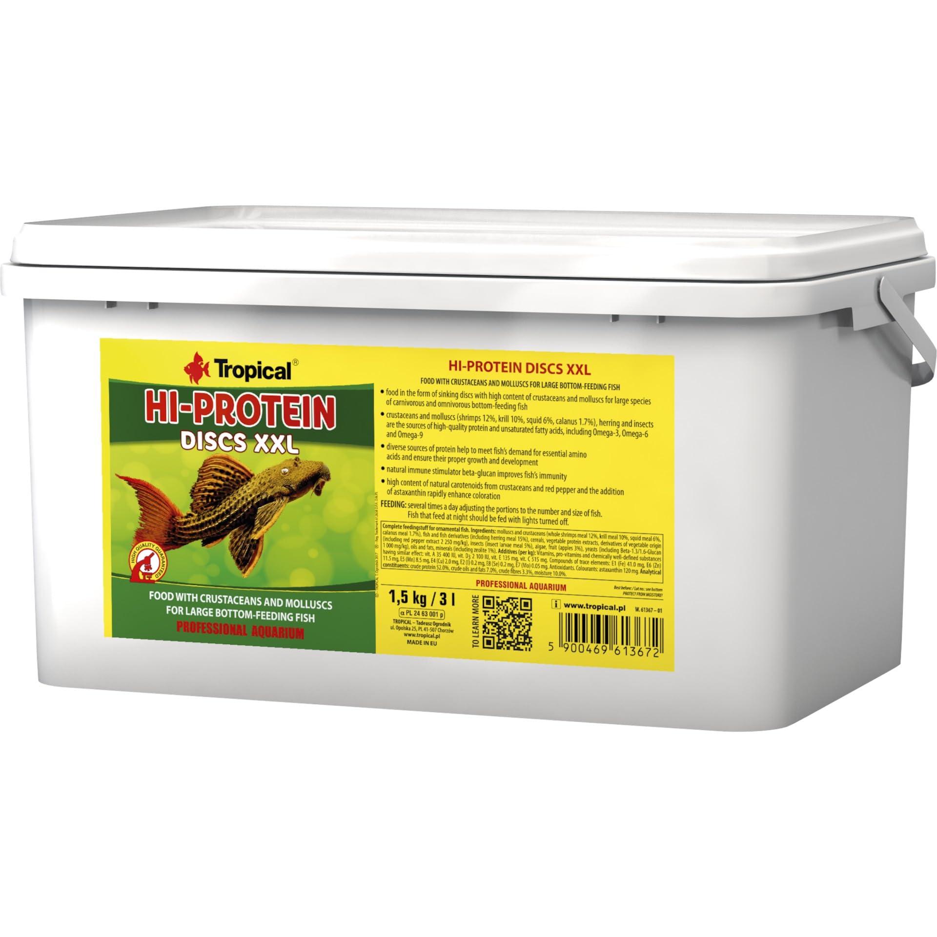 HI-PROTEIN DISCS XXL 3L / 1,5kg - Mangime con crostacei e molluschi per grandi pesci che si nutrono sul fondo