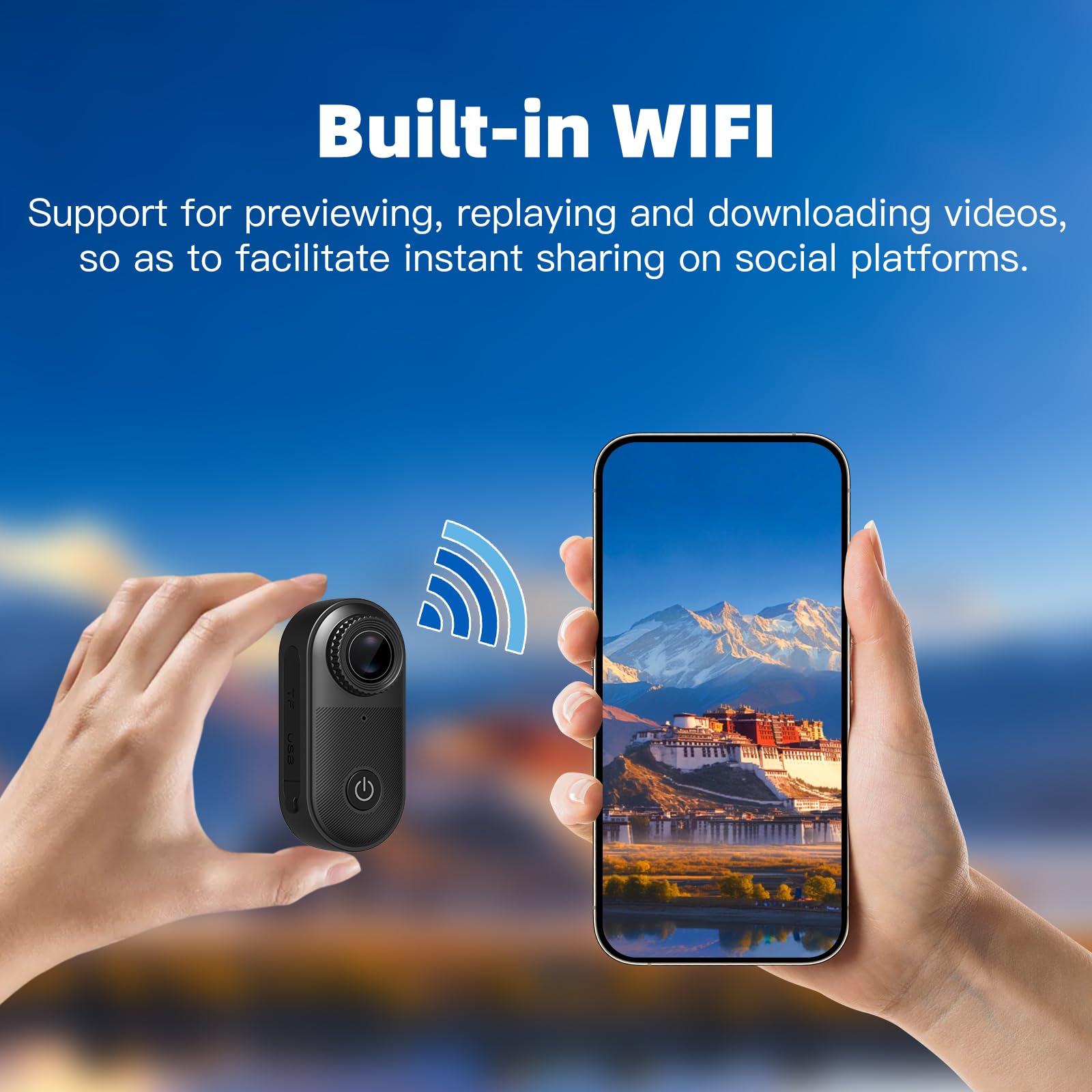 2.7K Camara Moto Tamaño Pulgar Magnética Portátil e Impermeable Body Cam | Con Tarjeta de Memoria y Accesorios, Grabación Audio y Vídeo para Deportes, Viajes, Vlogs y Exterior