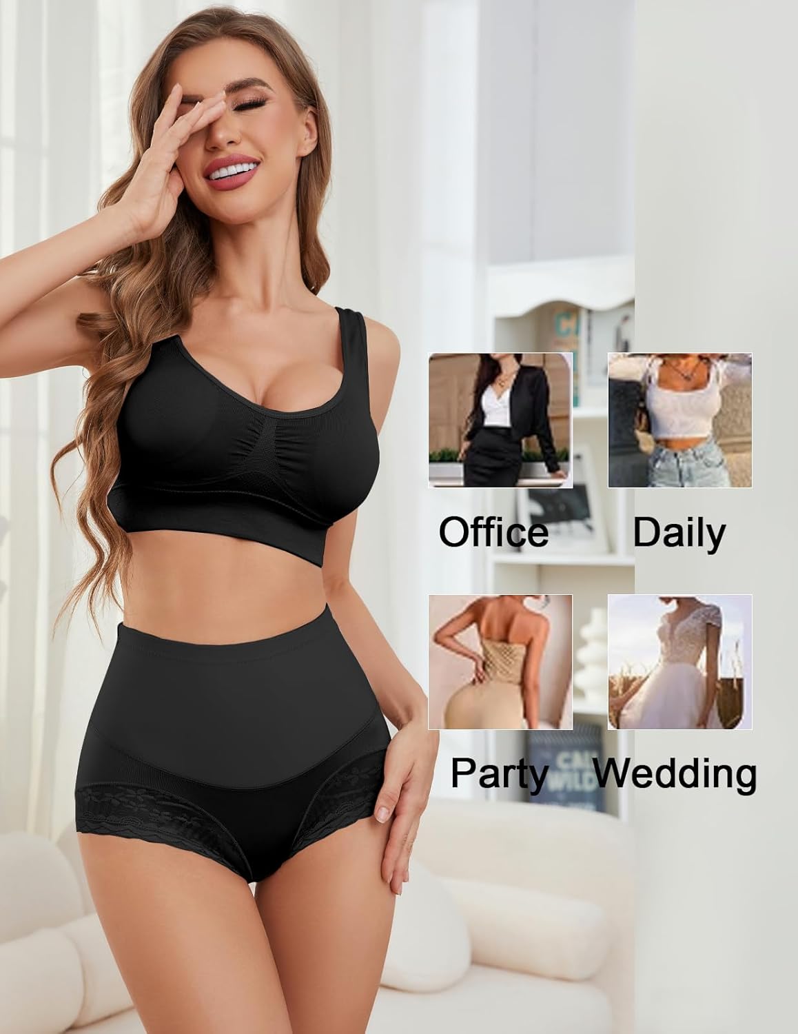 4 Packs Women's Tummy Control Underwear High Waisted Shapewear Panties Stretch Full Coverage Briefs - Image 4