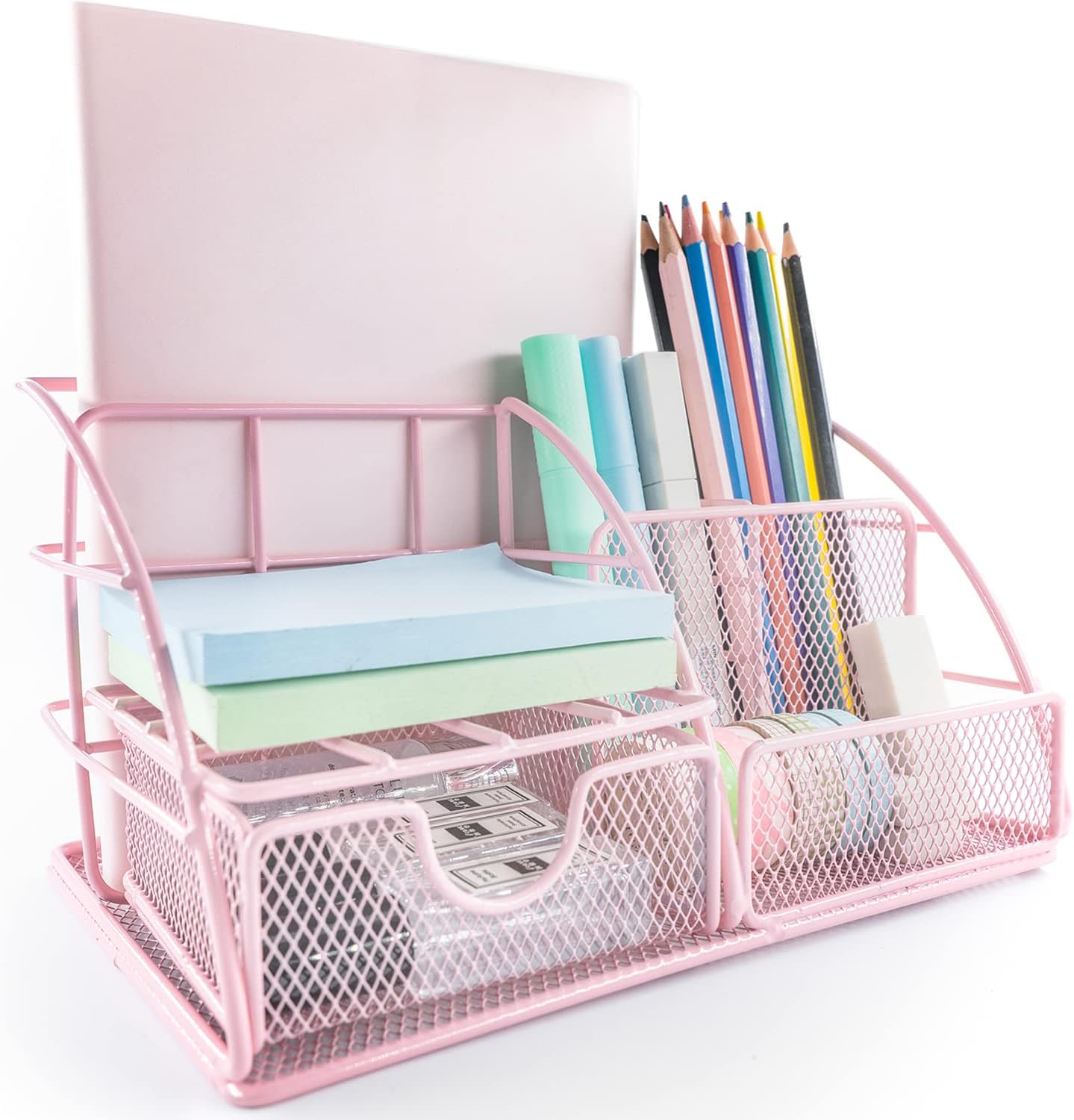 Amazon.com : Mesh Desk Organizer Office Supply Caddy Drawer with Pen ...
