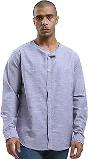 قميص حديث بأزرار وقصة مريحة للرجال بلون ارجواني فاتح مزرقش من ريفين