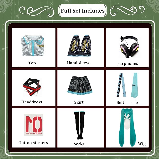Foto 2 de 7 de bbganlian Anime H'atsune M'iku Disfraz de Cosplay Juego de role Uniforme Conjunto Completo Halloween Fiesta…