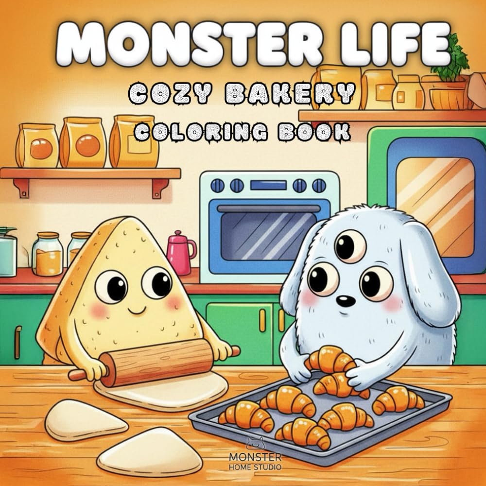 Monster Life: Cozy Bakery Monsters — Coloring Book for Kids, Teens & Adults (40 Sweet & Fun Pages to Color) (Monster Life: Cute & Cozy Coloring Book Series)