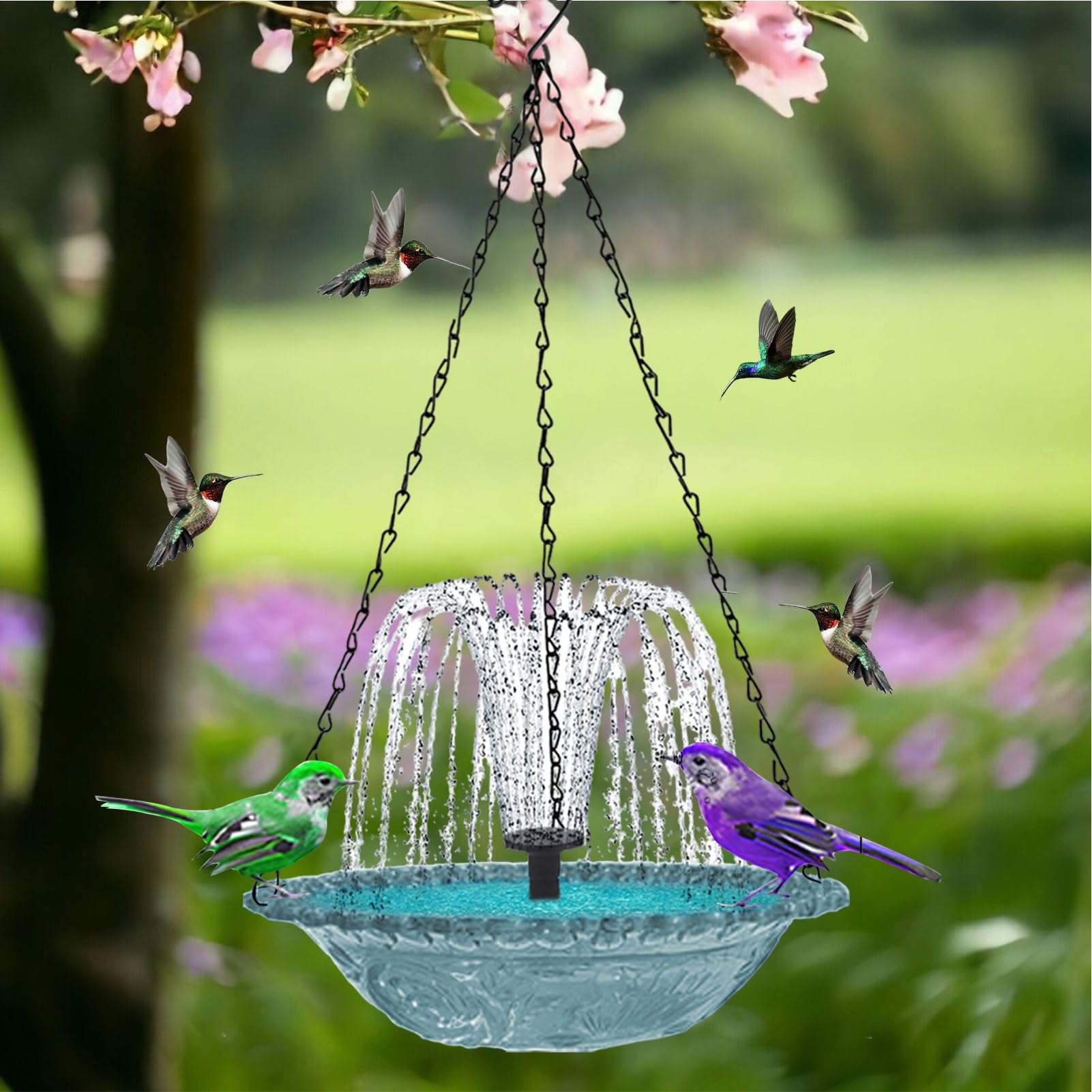 Fontana solare per uccelli – Pompa per abbeveratoio per uccelli a energia solare, decorazione da giardino per bambini, amanti degli animali della natura, giardino, terrazza