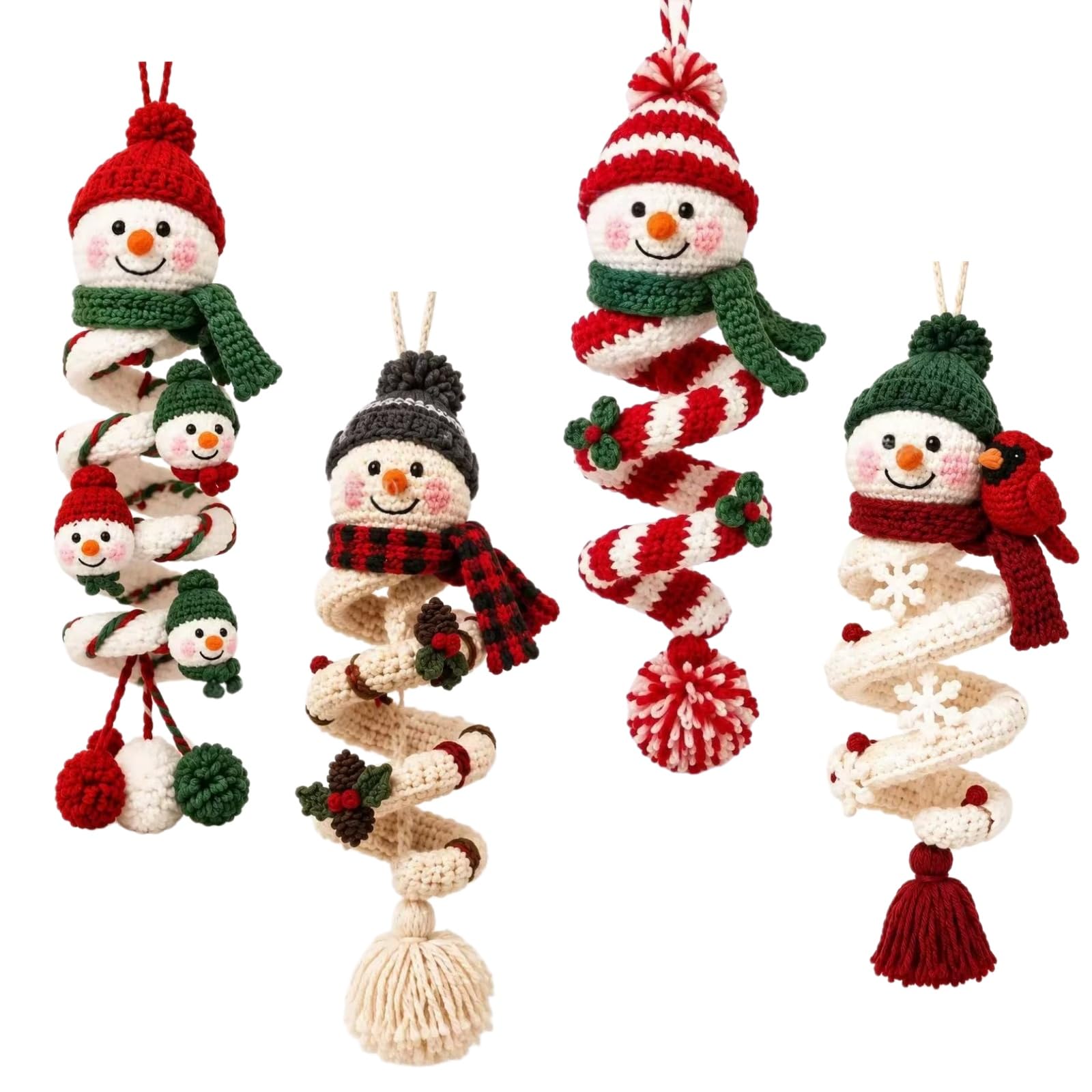 Gehäkeltes Schneemann-Spiral-Ornament-DIY-Set, alle Materialien zur