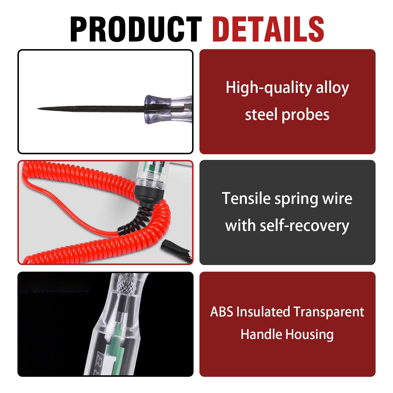 Probador De Voltaje De Circuito Automotriz 3-120v Comprobador De Fusibles Coche Clip De Cocodrilo Y Cable De Resorte Indicador Digital Lampara De Pruebas Para Coche