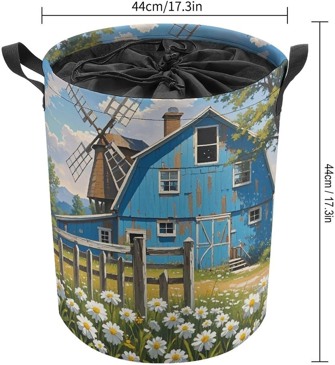 Rural Blue Valley Warehouse Laundry Bag Large Collapsible Laundry Baskets Freestanding Waterproof Clothes Hamper with Handles & Drawstring for Laundry Room Bedroom Bathroom