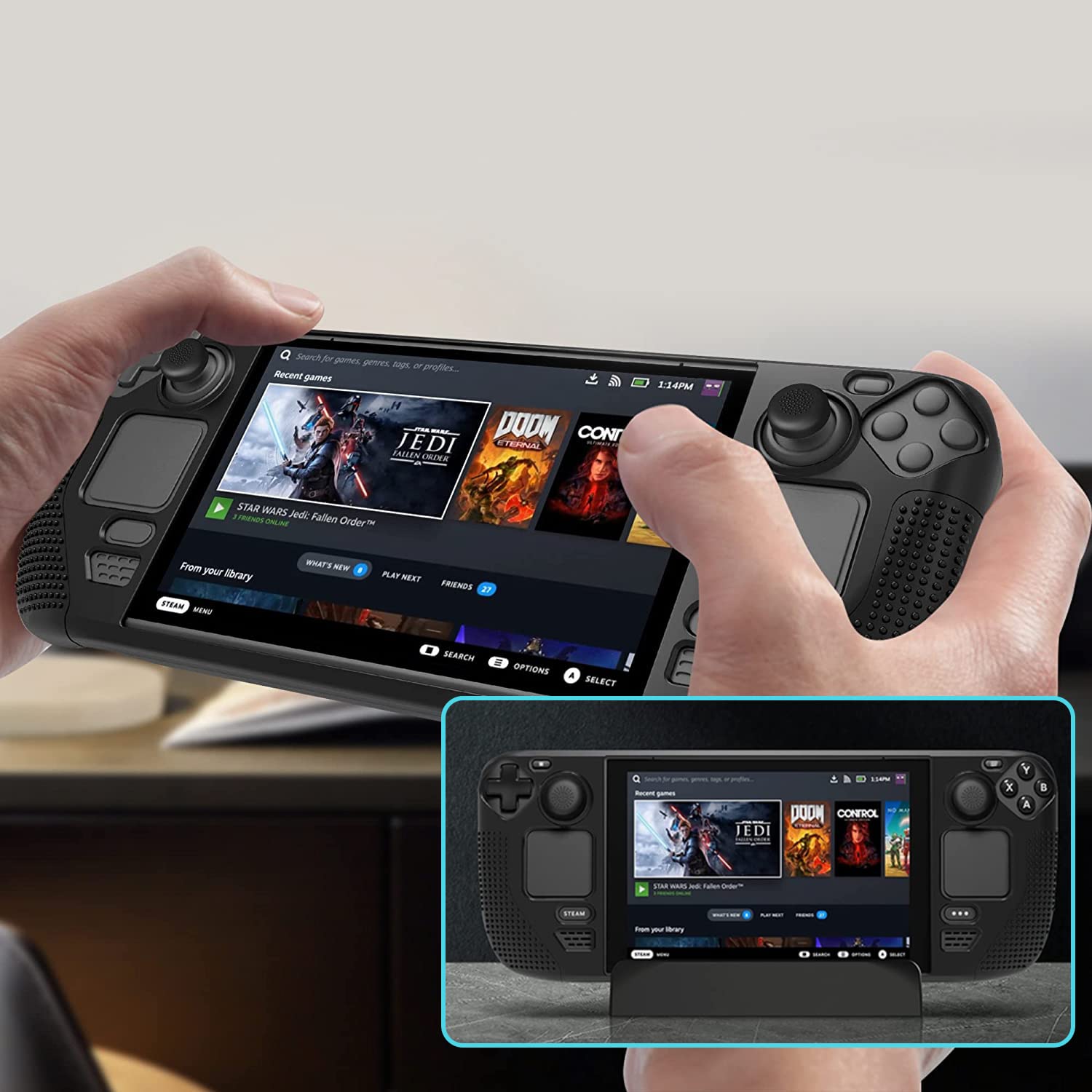 Byffoer Soporte compatible con Valve Steam Deck y Nintendo OLED Lite, funda para Steam Deck antideslizante, disipación de calor, ligero, soporte para consola de juegos