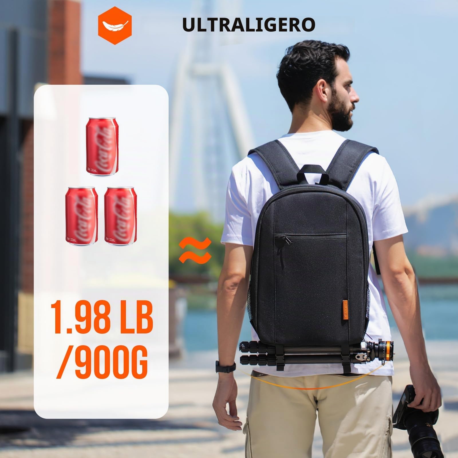 TARION TB-M Bolsa para cámara DSLR Mochila para cámara con cubierta impermeable para la lluvia Compartimiento para computadora portátil Fotografía Mochila Estuche para mujeres Hombres Fotógrafos Negro