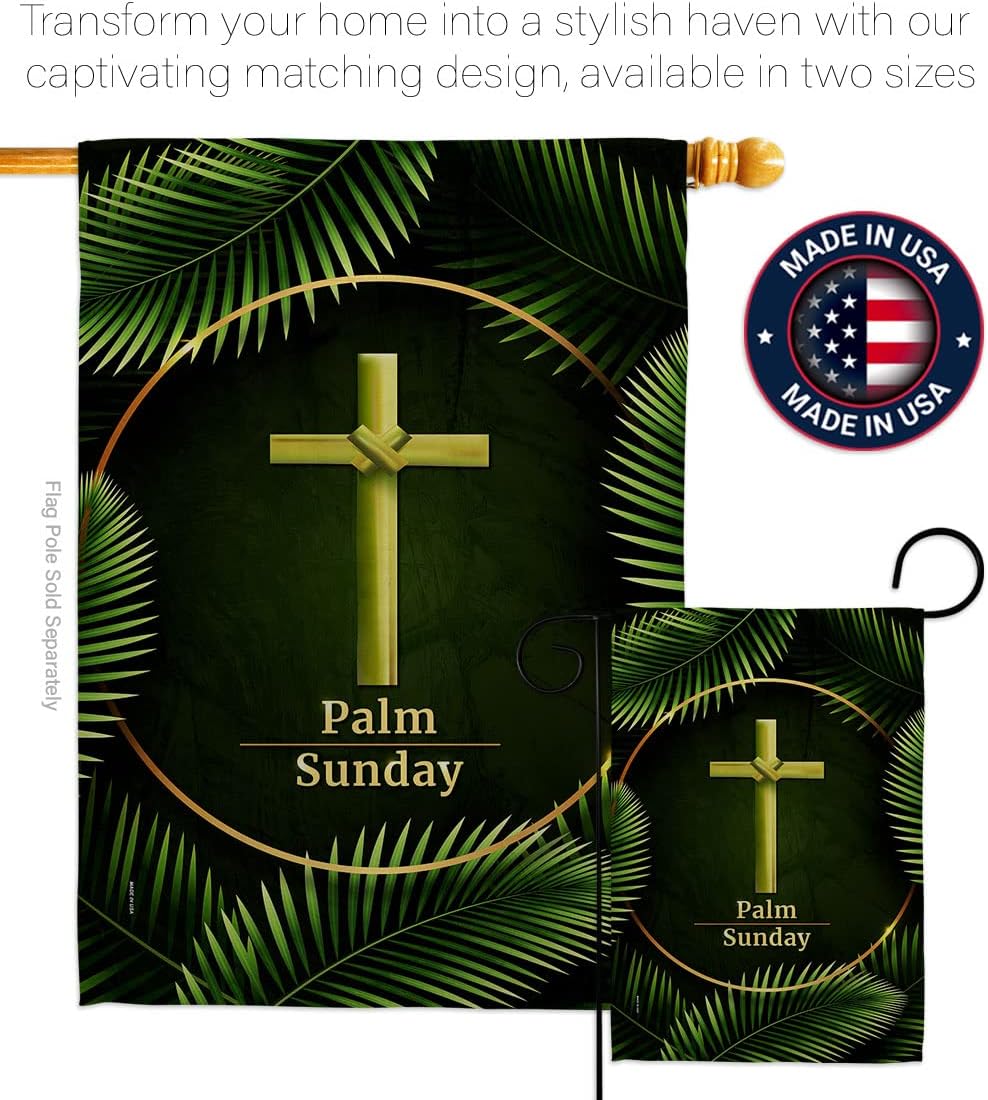 Palm Sunday Garden Flag Set Wood Dowel Religious Faith Hope Grace Peace Dove Christian Religion Easter House Decoration Banner Small Yard Gift Double-Sided, Made in USA