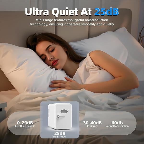 Vexloria Mini frigo da camera, 4L frigorifero piccolo per la cura della pelle, frigorifero per camera da letto, cura della pelle, bevande, ufficio, dormitorio e auto (bianco) CGA1 - 4