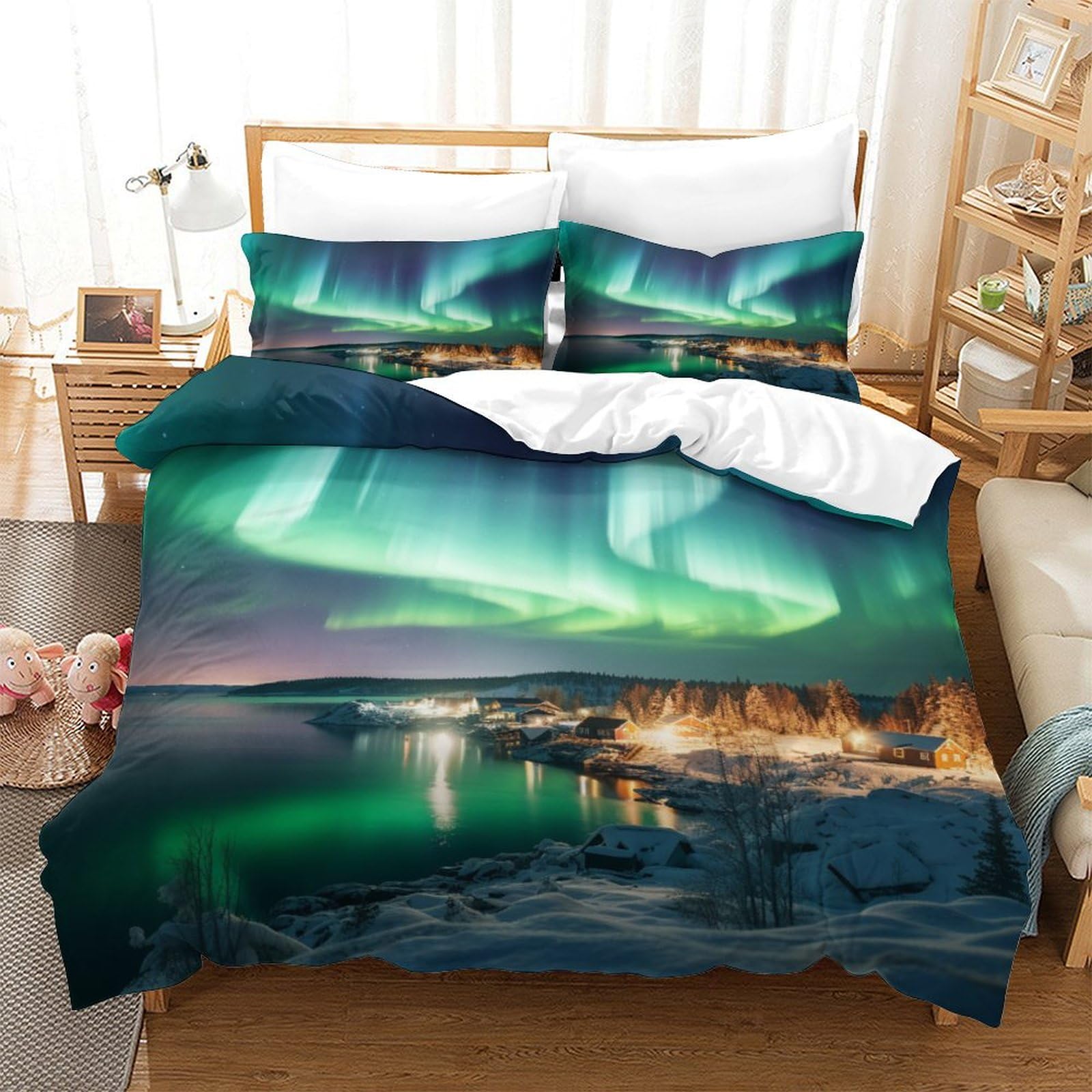 Parure de lit respirante Aurora contre la chaleur, housse de couette avec fermeture éclair