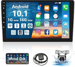 Podofo Android Car Stereo Double Din 10.1 Inch Car Radio 2.5D HD Touchscreen Head Unit with Bluetooth GPS Support WiFi FM Radio Dual USB Mirror Link SWC + Backup Camera