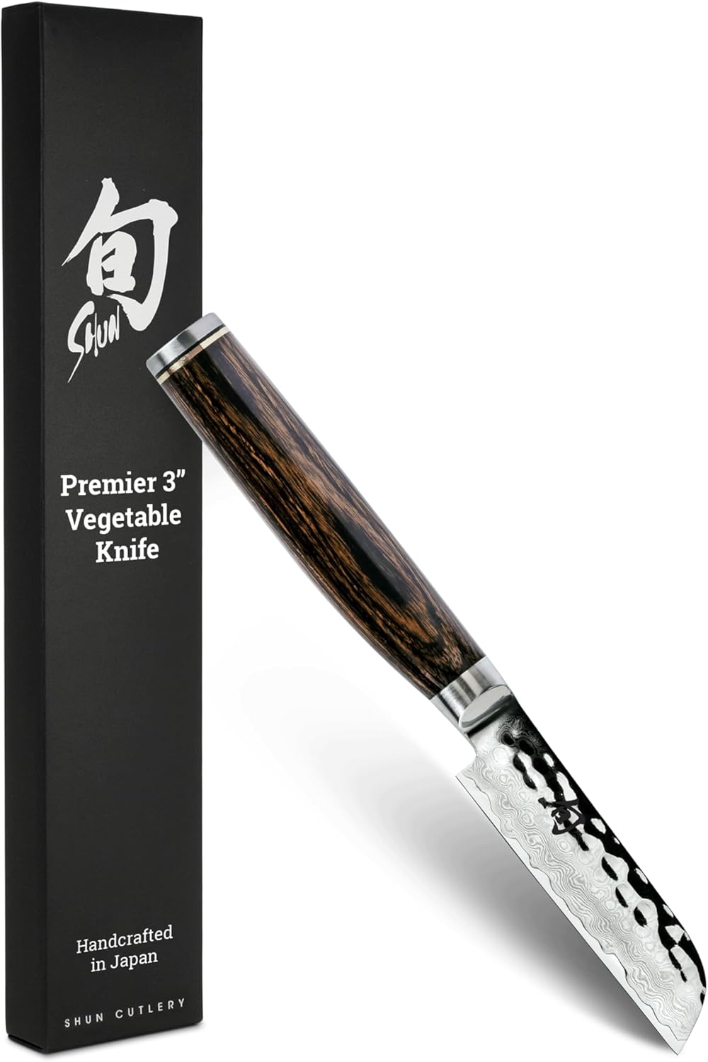 Shun Premier 3" Vegetable Knife, Handcrafted Japanese Knife, VG-MAX Core with Damascus Stainless Steel Cladding, Pakkawood Handle, Small Tool for Peeling, Coring & Cutting