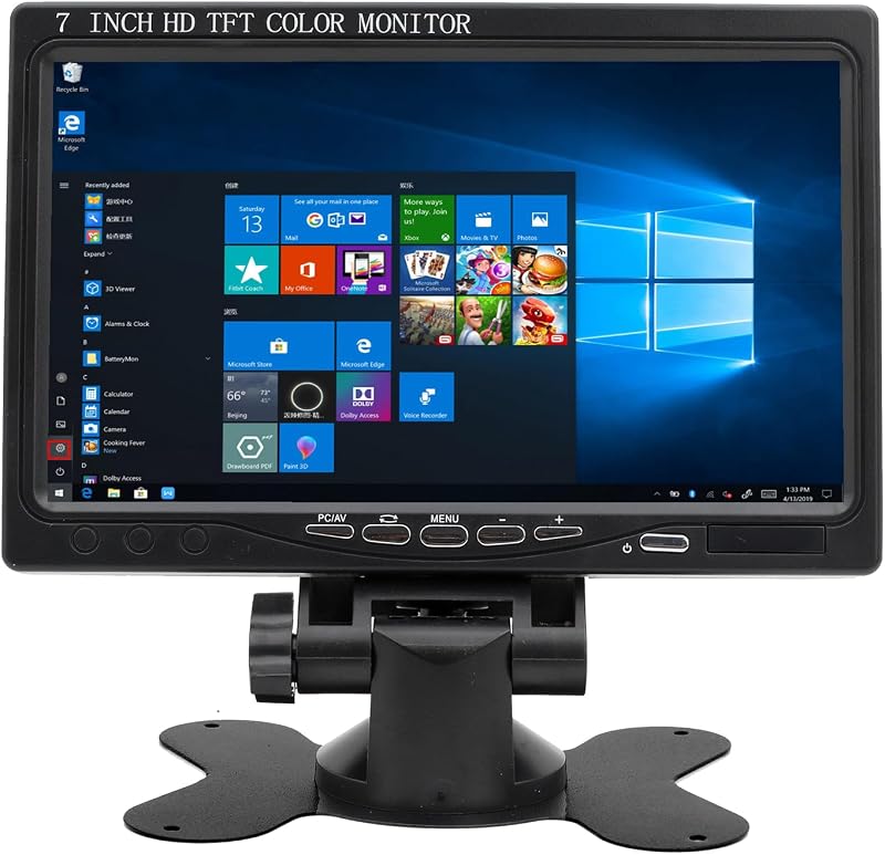 7 inch Small HDMI Monitor 1024x600 Resolution Small 1080P Portable IPS Monitor with Built-in Speakers HDMI VGA AV Input for Gaming CCTV Security Camera Raspberry Pi PC