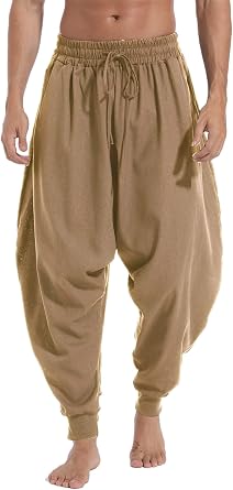 Mens Harem Pants Loose Drop Crotch Aladdin Hippie Pants