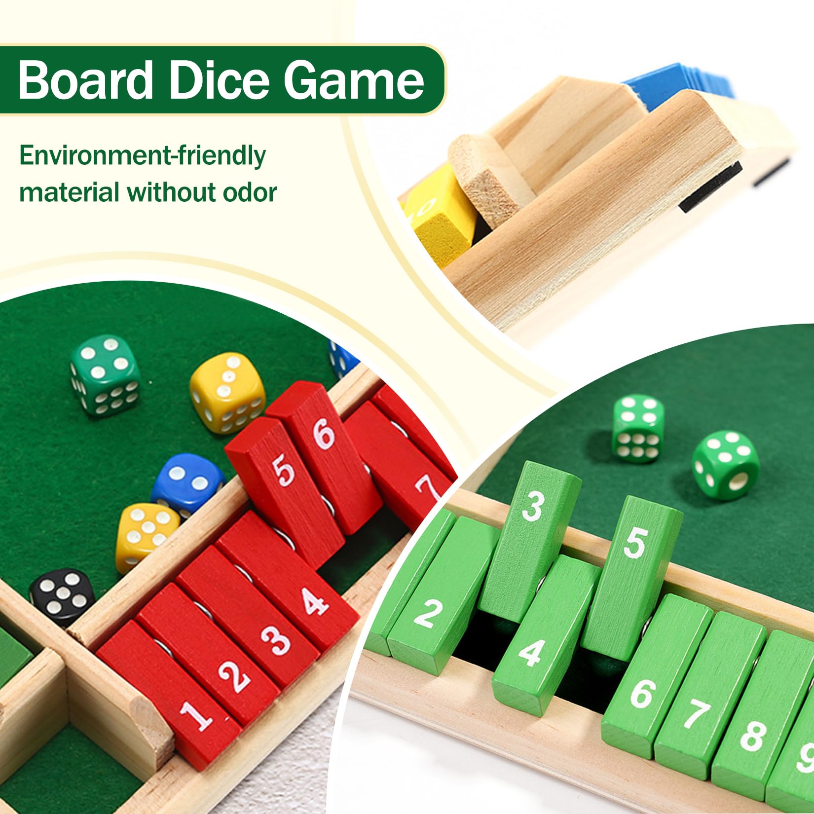 Shut The Box Jeu De Dés 4 Joueurs,Classic Numéros Jeu De Société Jeu De Shut The Box Jeu De Dés 4 Joueurs,Classic Numéros Jeu De Société Jeu De