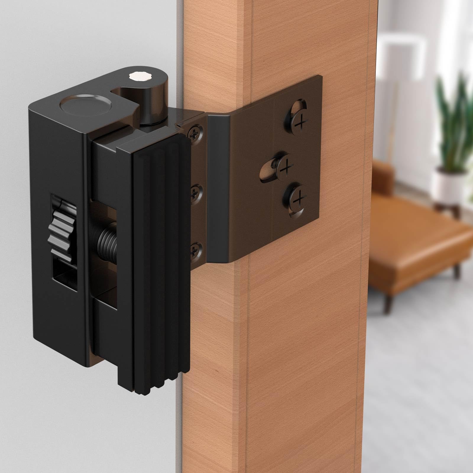 Upgraded Portable Door Lock for Travel & Home - No Drill Anti-Kick Door Reinforcement Lock with 800lbs Strength, Fits Inward Swing Doors, Black