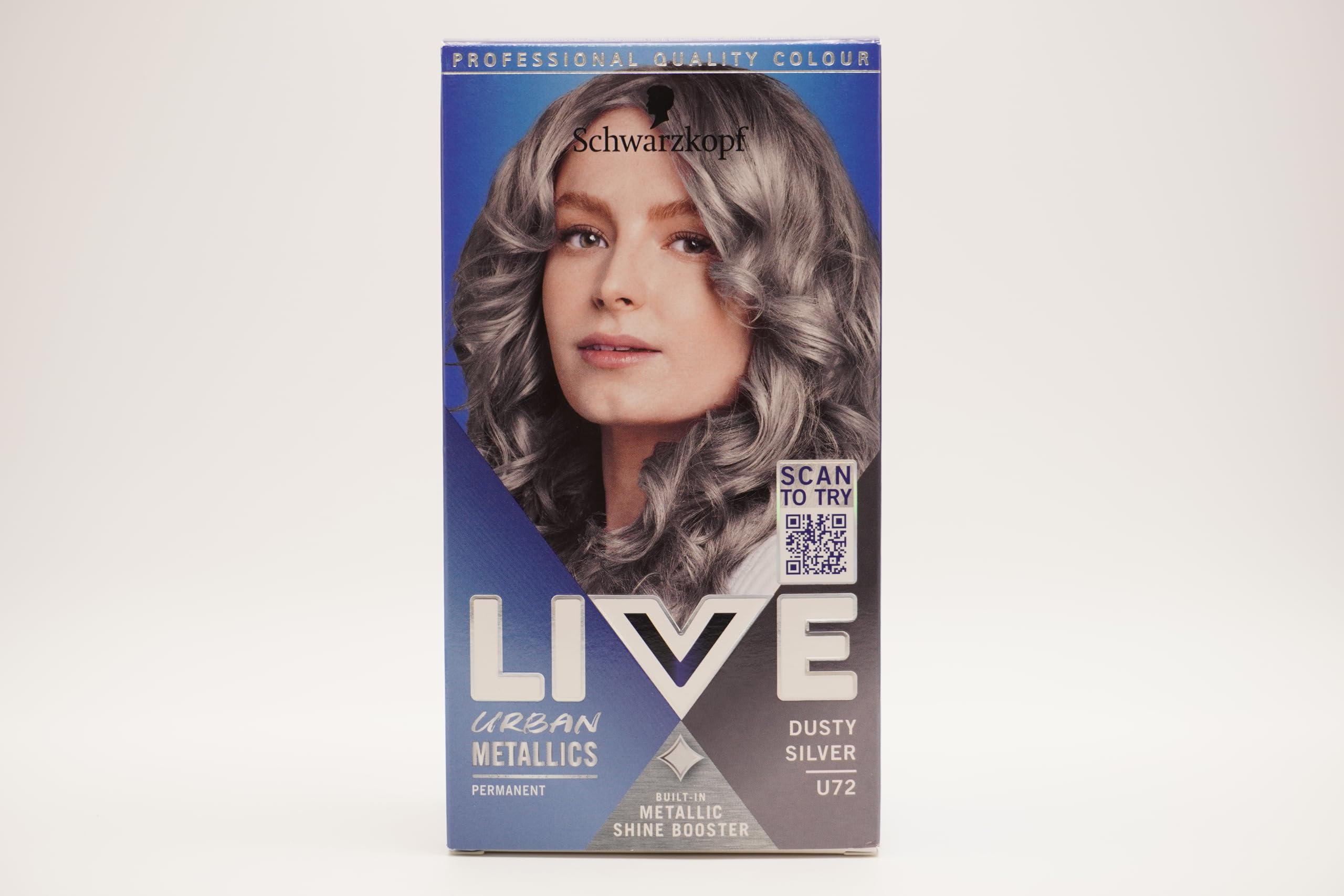 LIVE Schwarzkopf Urban Metallics, Dusty Silver Permanent Hair Dye U72, Long Lasting Silver Hair Dye, Silver Hair Colour Dye Infused with Coconut Oil for Shiny Hair