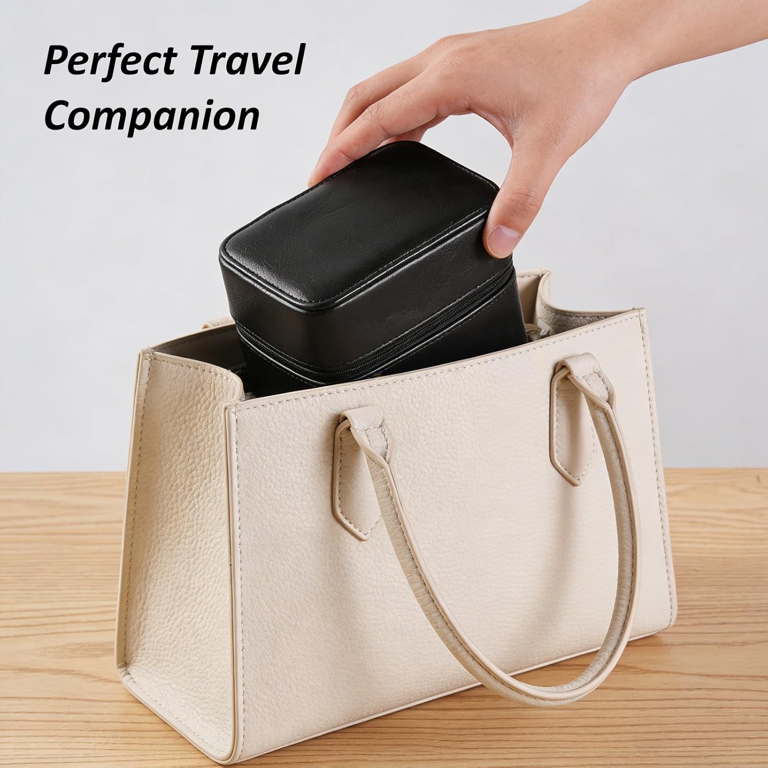 Travel Watch Case for Men,Compact PU Leather Watch Travel Box with Zipper for 2 Watches for Men & Essentials Organizer(Black)