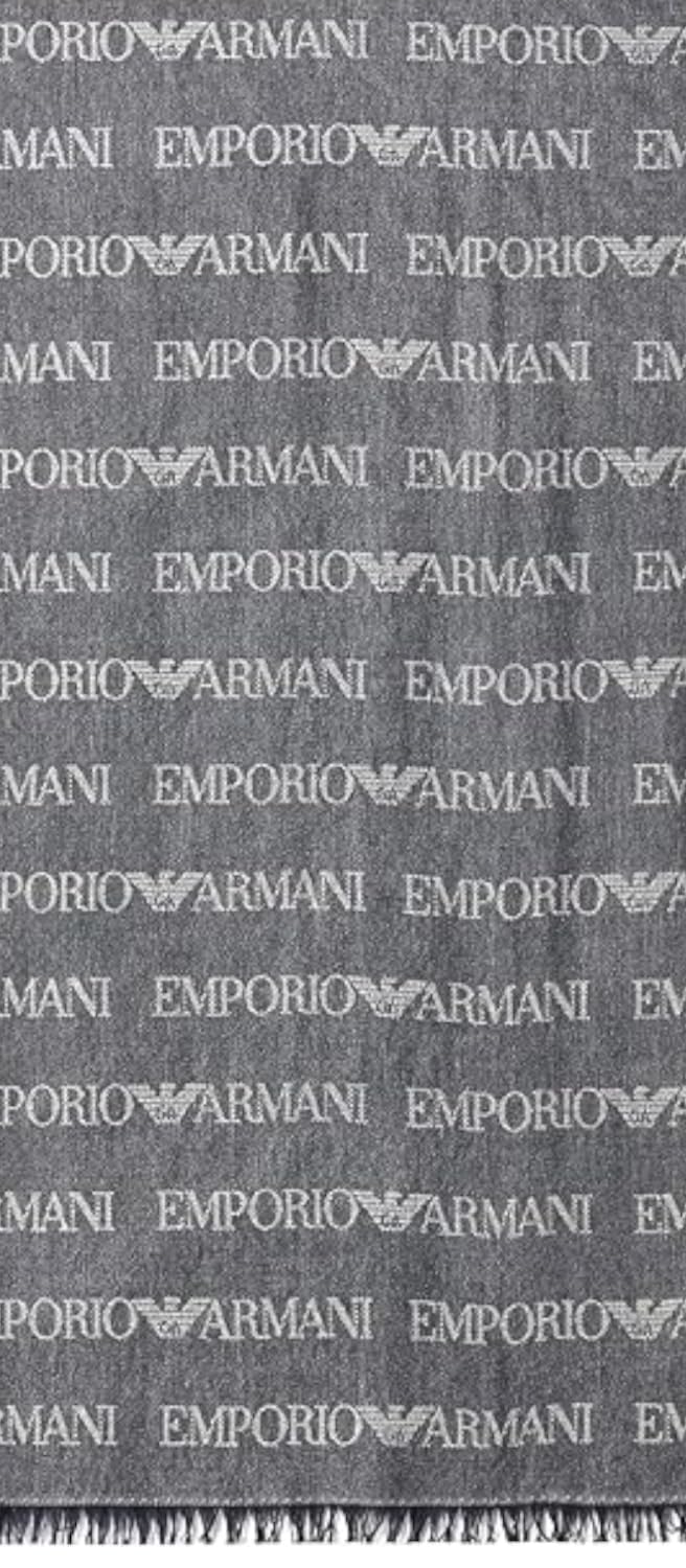 Emporio Armani Sciarpa lettering jacquard all over - 625060 CC786 00635 Blu Grigio - cm. 185 x 43 Orlo sfrangiato