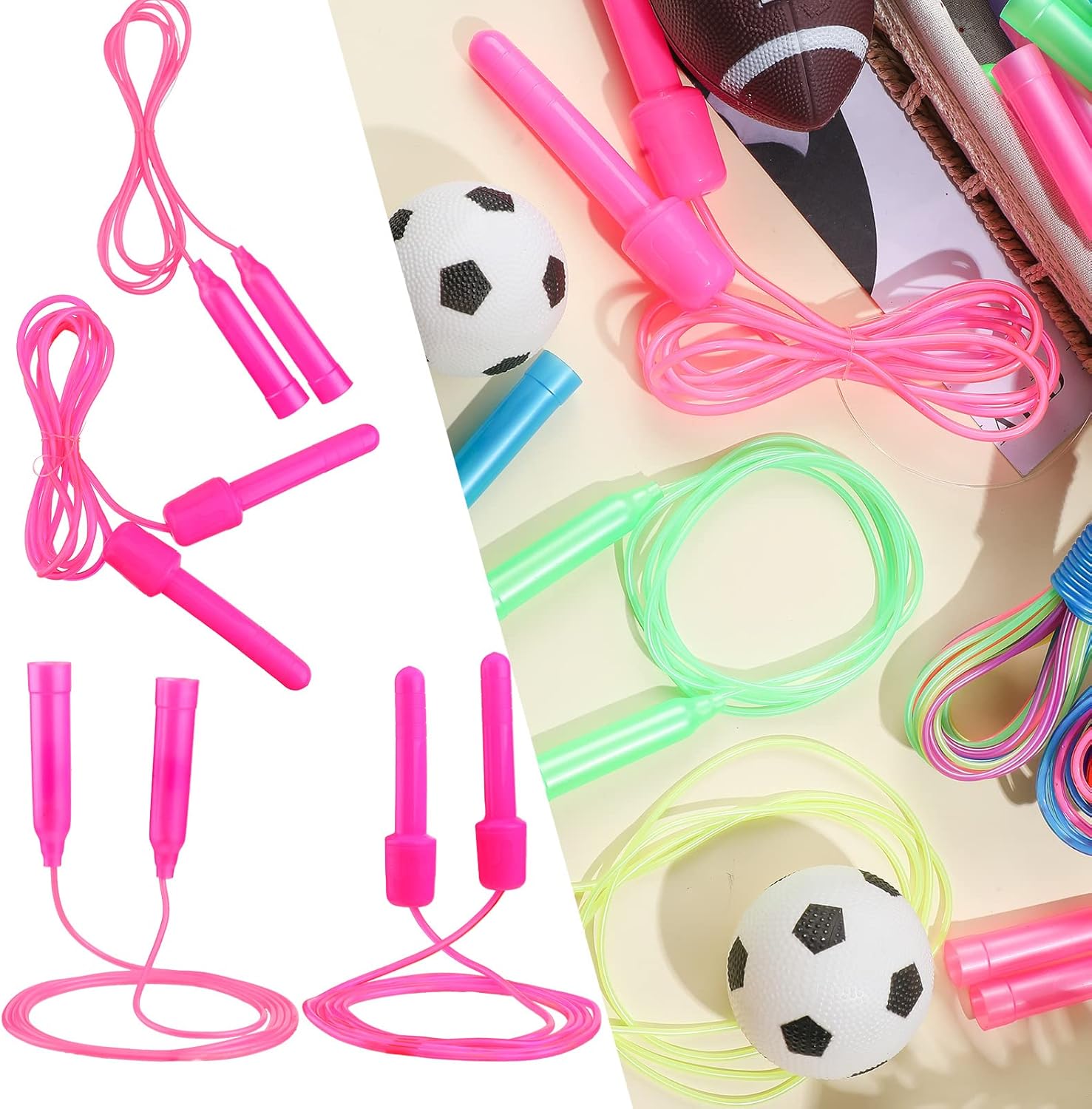 120 Pcs Colorful Jump Ropes 7.3/8.2 Feet Plastic Jump Rope Set with Handles Adjustable PVC Jump Rope for Kids Speed Skipping Rope for Adult Fitness Exercise Party Outdoor Sport Activity Gift