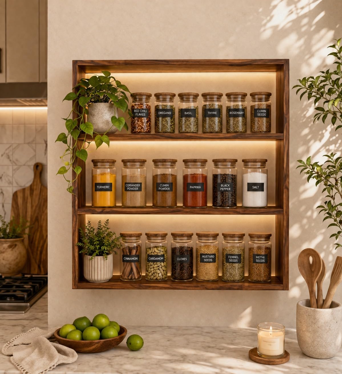Space-Saving Wooden Wall Display Shelf | 3-Tier Floating Storage Organizer for Kitchen, Dining Area, Living Room, Office & Home Accessories-image-37