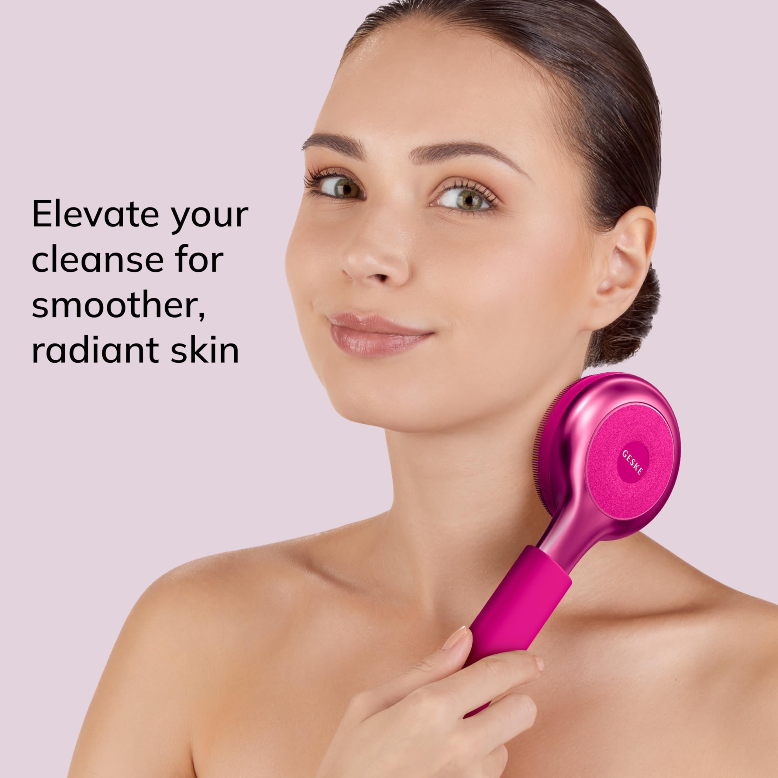 GESKE Sonic Full-Body Brush & Intensive Exfoliator | 8 in 1 | Elektrische Körperreinigungsbürste & Intensivpeeling | Tiefenreinigung | SmartSonic Pulsations | Weiche Silikonnoppen & Peeling-Aufsatz