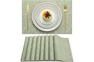 Premium Set of 4 PVC Woven Green Washable Heat-Resistant Placemats Affordable Table Decoration