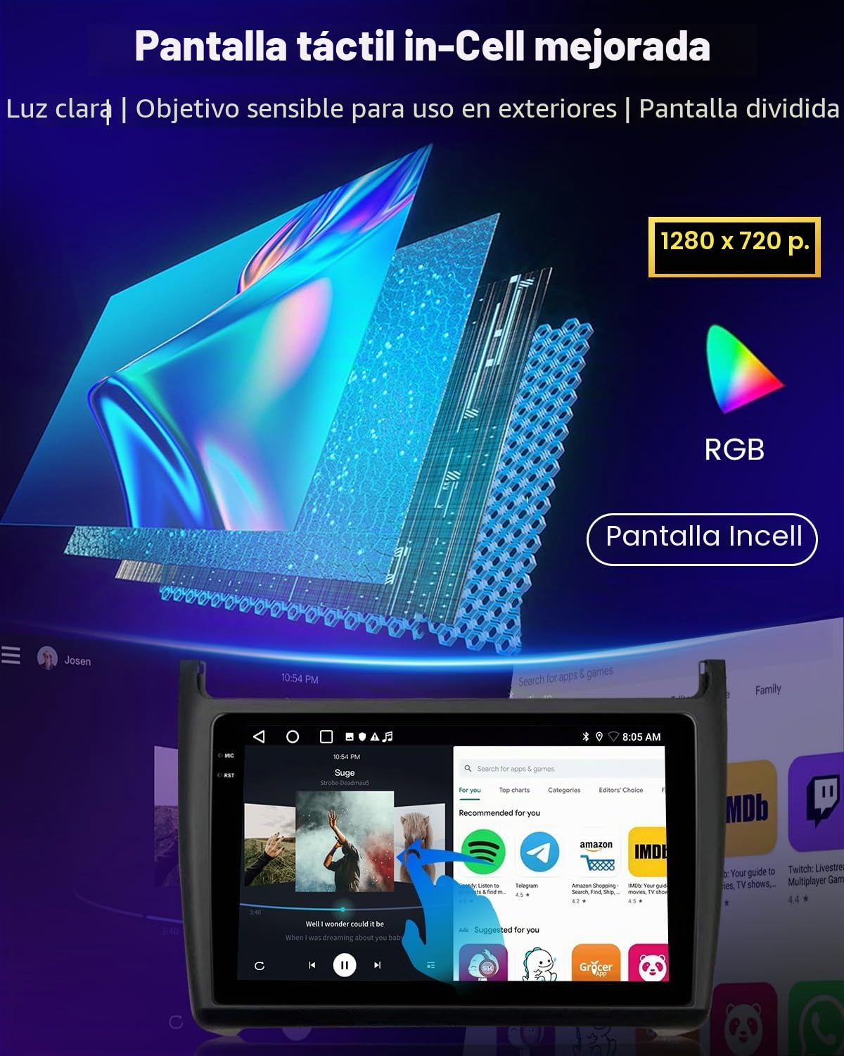 NHOPEEW 4+128G Android Radio para Coche para VW Polo 6R 2009-2017 con Carplay y Android Auto - Pantalla incell de 9 Pulgadas Compatible con WiFi GPS Control en el Volante + Cámara de Marcha atrás