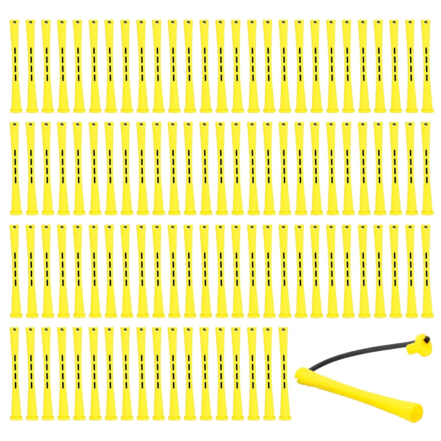 100Pcs Yellow Perm Rods for Tight Curls - Professional Hair Tool