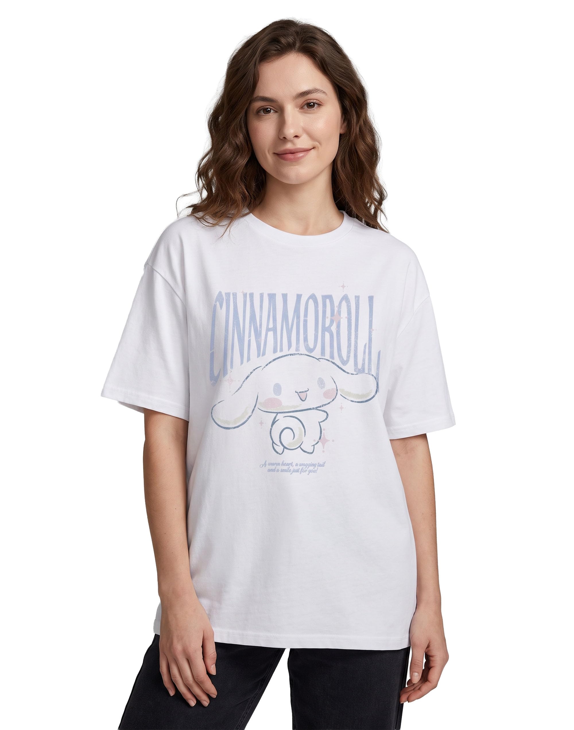 Hello Kitty Women's Cinnamoroll & Friends White Short Sleeved T-Shirt | Graphic Tee For | Sanrio Character Print Shirt, My Melody, Kuromi