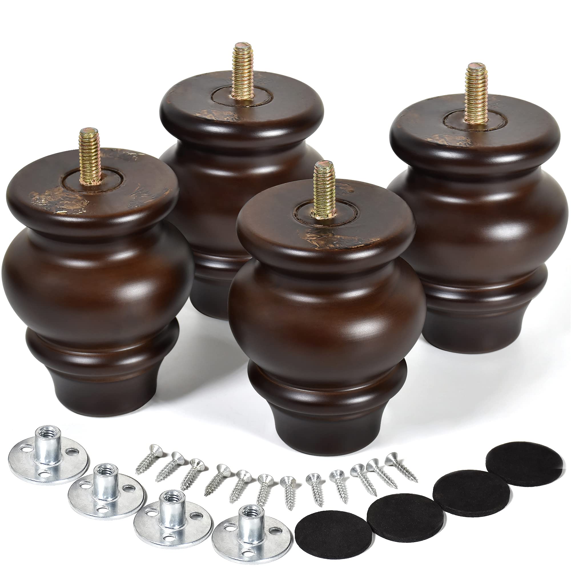 Buy AORYVIC Wood Furniture Legs 3.5 inch Turned Dresser Legs Couch Feet