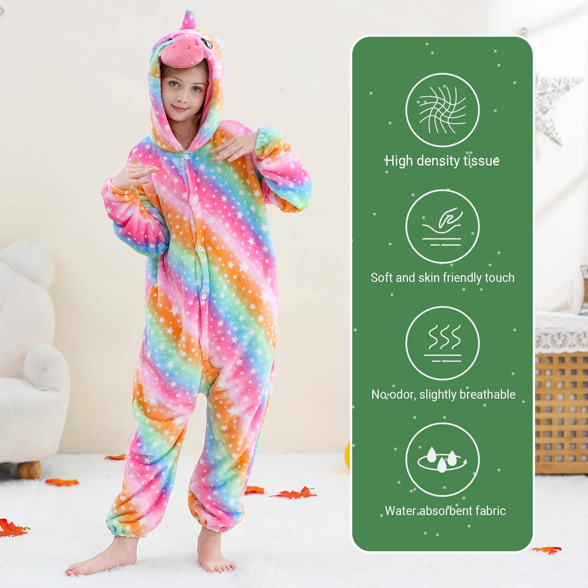 HAHASHOW Unisex dziecięcy kombinezon z kapturem ze zwierzętami, flanelowy kombinezon na jesień zimę, odzież z kreskówki na Halloween